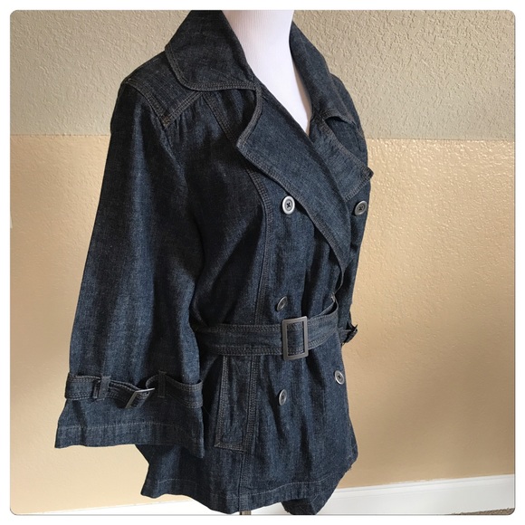 New, French Cuff, Belted Denim Jacket! - Picture 2 of 7